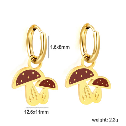 1.6x8mm I.D. Circle with 12.6*11mm Red Mushroom Earrings