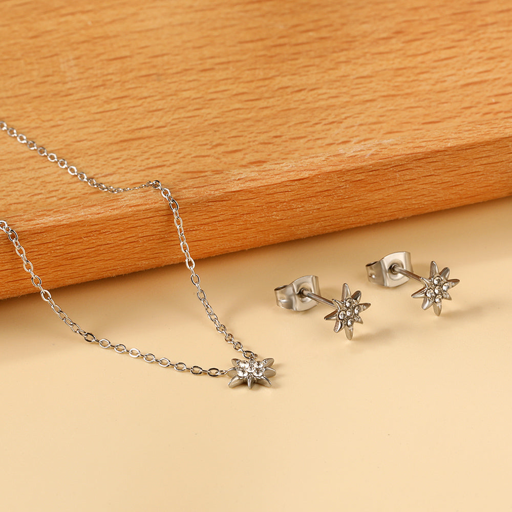 Gold/Steel Lucky Star Jewelry Set with Diamonds