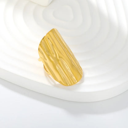 Hammered Wide Band Statement Ring | Size 7 | 18K Gold Plated Stainless Steel | Bold Ring Wholesale MOQ 12