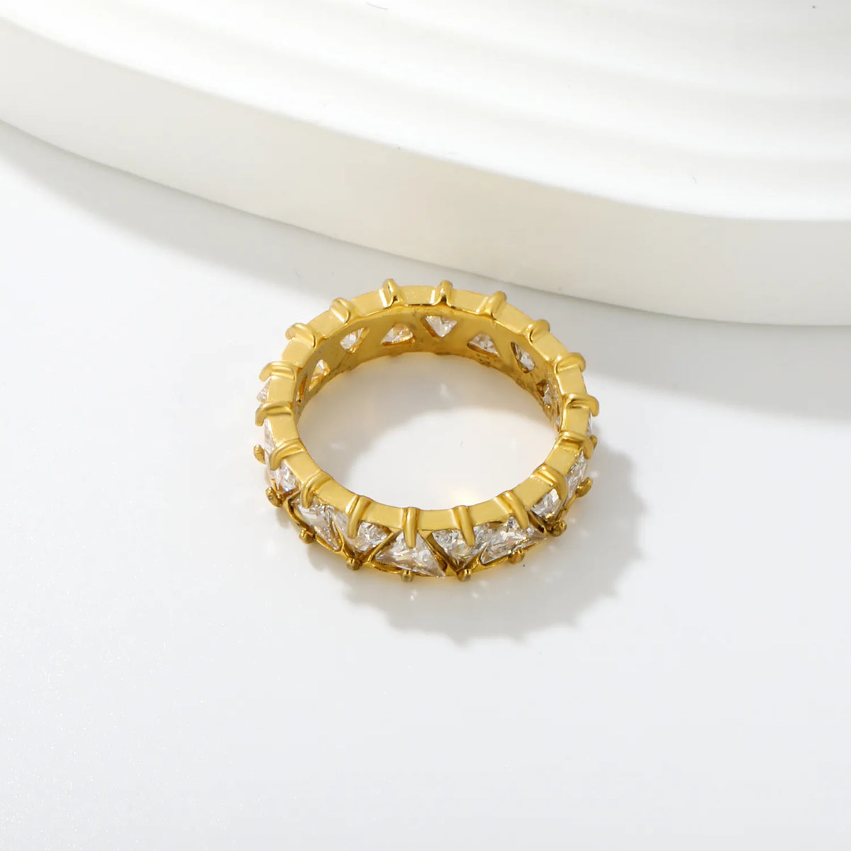Triangle CZ Eternity Band Ring | Size 8 | Stackable Ring Wholesale MOQ 12