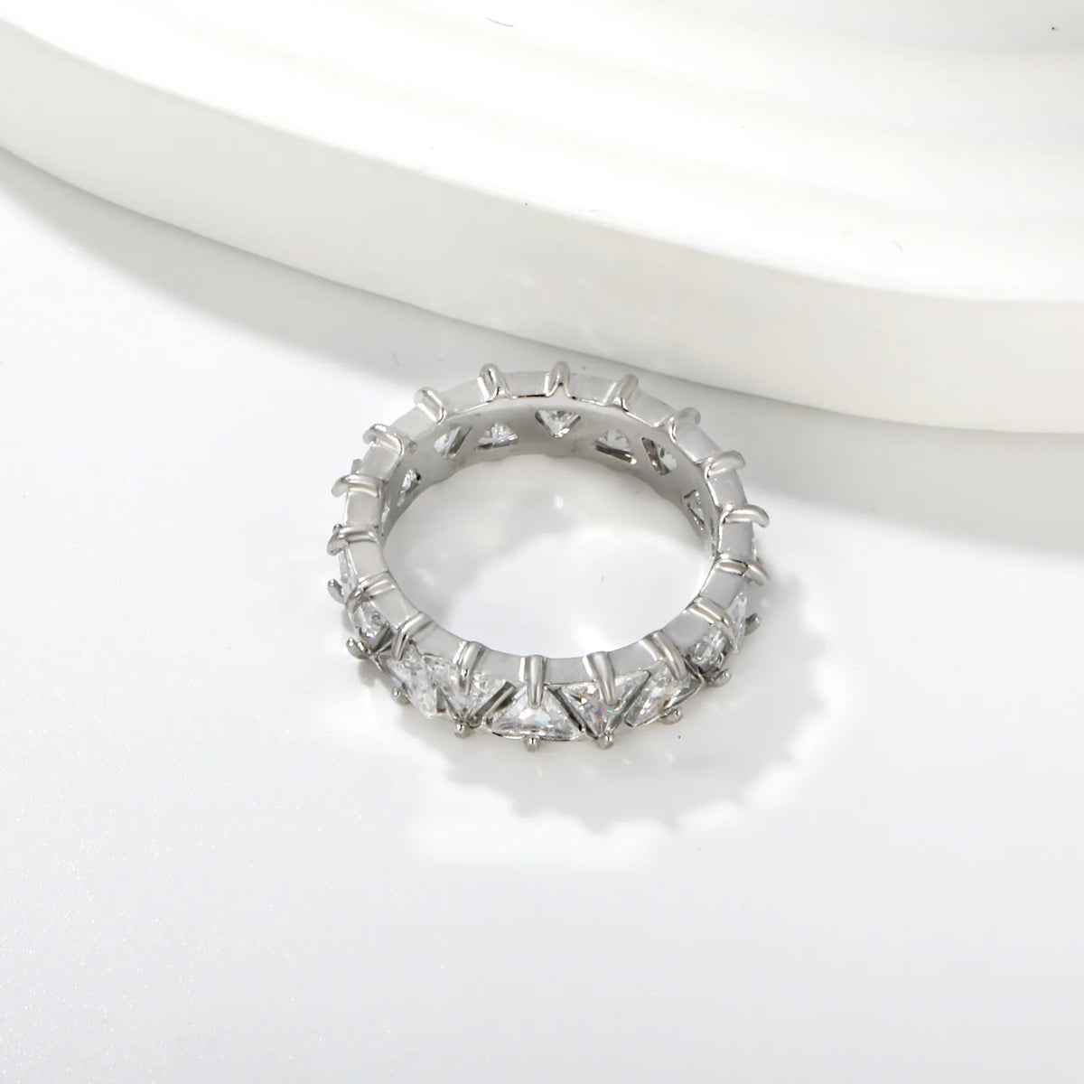 Triangle CZ Eternity Band Ring | Size 8 | Stackable Ring Wholesale MOQ 12