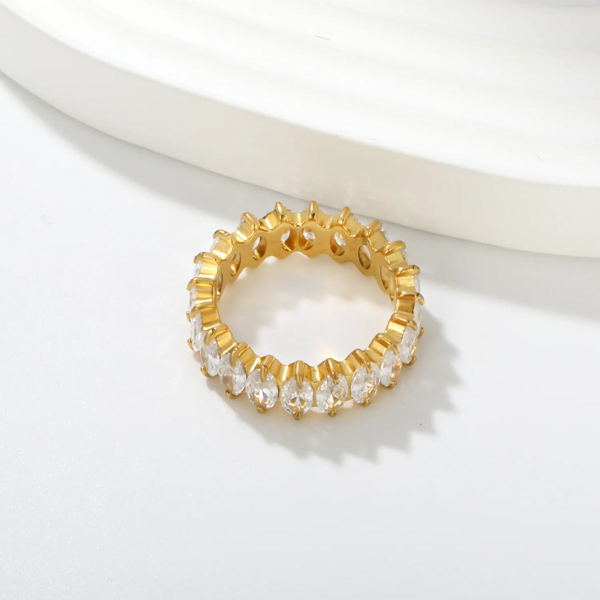 Marquise CZ Eternity Band Ring | Gold & Steel Color | Bulk Order MOQ 12