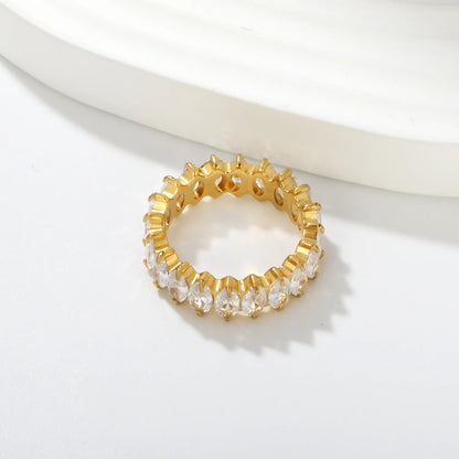 Marquise CZ Eternity Band Ring | Gold & Steel Color | Bulk Order MOQ 12