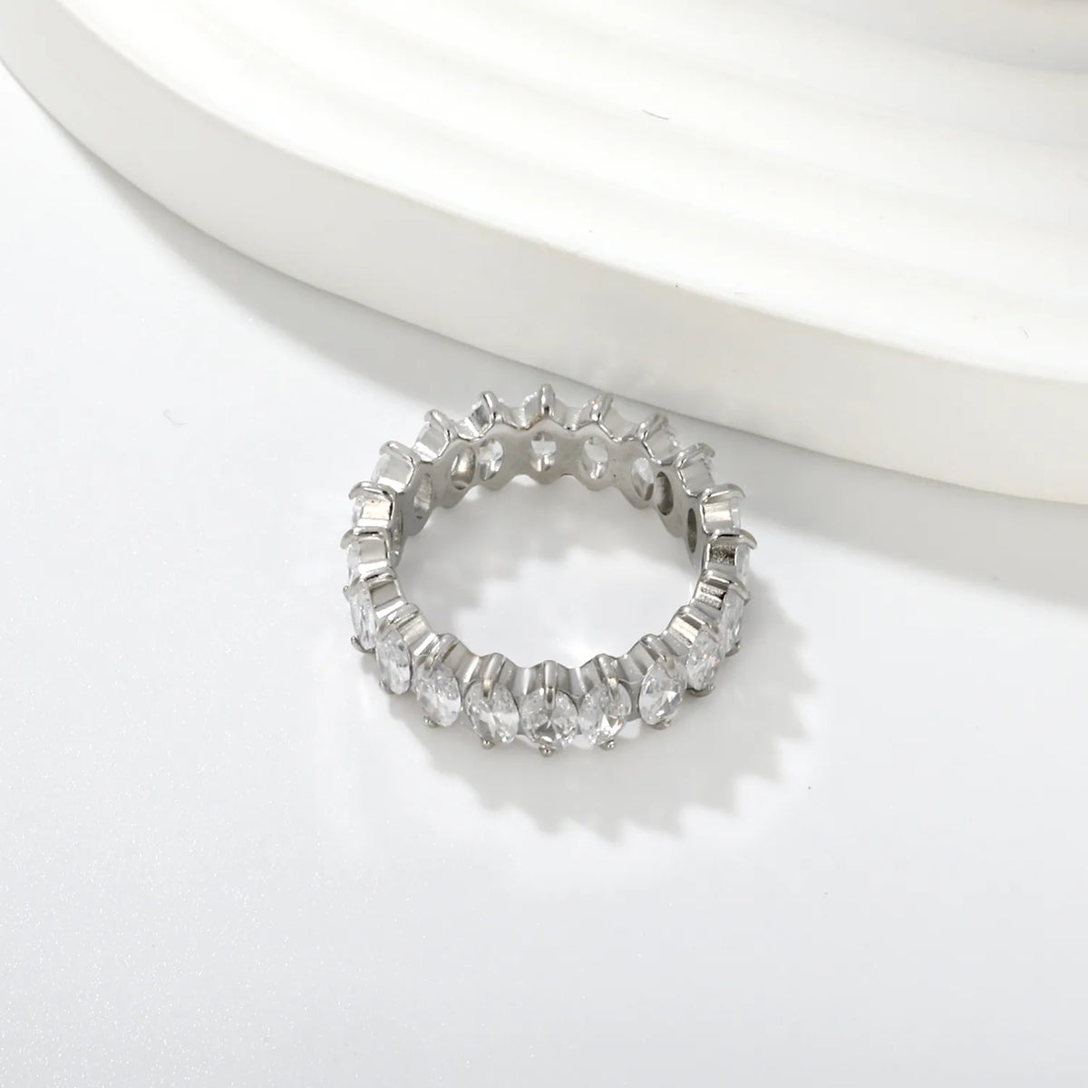 Marquise CZ Eternity Band Ring | Gold & Steel Color | Bulk Order MOQ 12