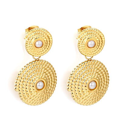 13.4mm Small Threaded Cap with White Pearl + 22mm Large Threaded Cap with White Pearl Stud Earrings