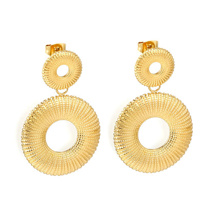12.7mm Textured Small Cutout Hoop + 25.5mm Textured Large Cutout Hoop Stud Earrings