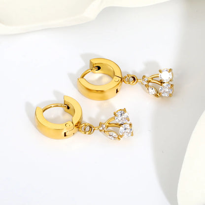 Dainty CZ Charm Huggie Hoop Earrings | 4 Styles | MOQ 12 | 18K Gold Plated Stainless Steel Jewelry Wholesale
