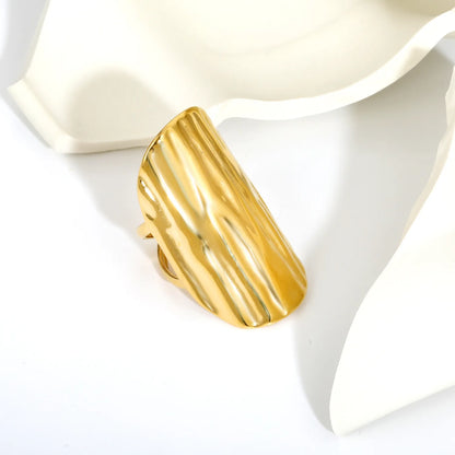 Hammered Wide Band Statement Ring | Size 7 | 18K Gold Plated Stainless Steel | Bold Ring Wholesale MOQ 12