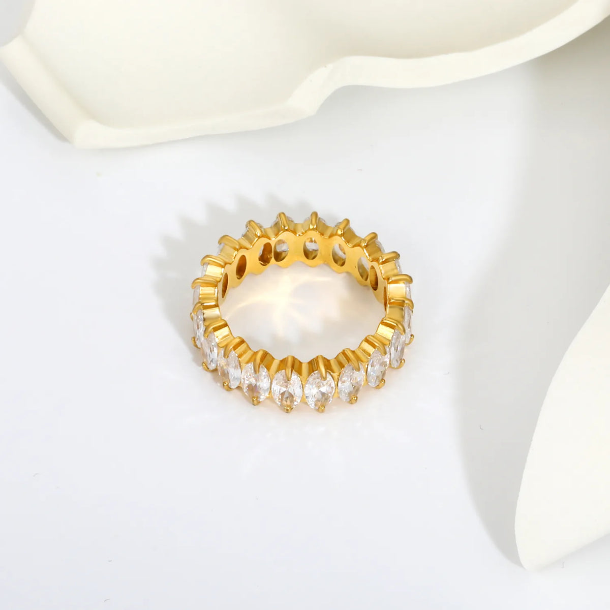 Marquise CZ Eternity Band Ring | Gold & Steel Color | Bulk Order MOQ 12
