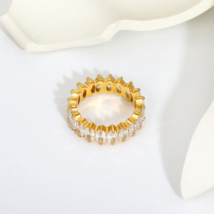 Marquise CZ Eternity Band Ring | Gold & Steel Color | Bulk Order MOQ 12