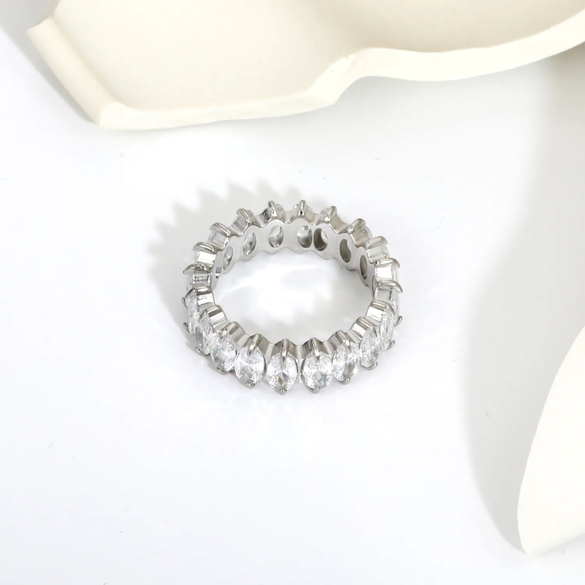 Marquise CZ Eternity Band Ring | Gold & Steel Color | Bulk Order MOQ 12