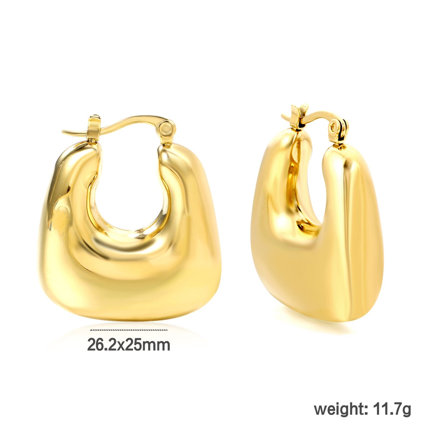 Hollow Handbag Earrings 26.2*25mm Gold Color