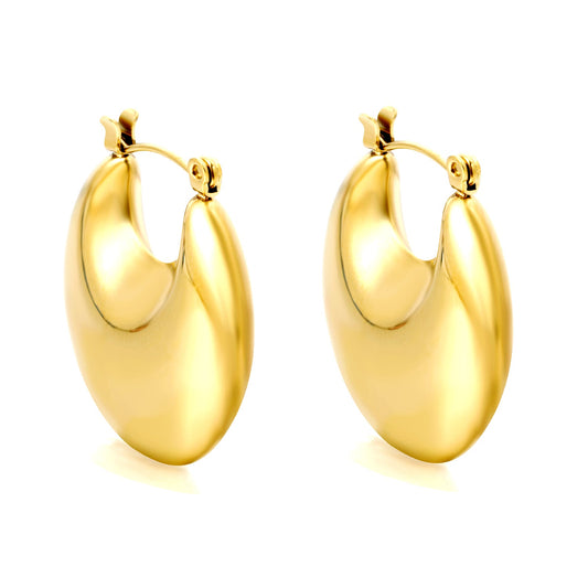 Golden hollow fat moon earrings 27*25mm