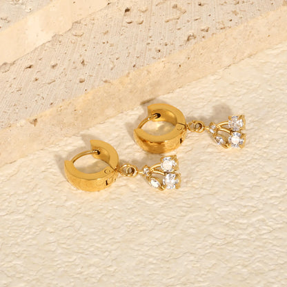 Dainty CZ Charm Huggie Hoop Earrings | 4 Styles | MOQ 12 | 18K Gold Plated Stainless Steel Jewelry Wholesale