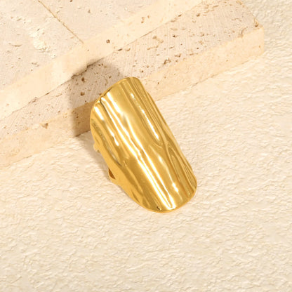 Hammered Wide Band Statement Ring | Size 7 | 18K Gold Plated Stainless Steel | Bold Ring Wholesale MOQ 12