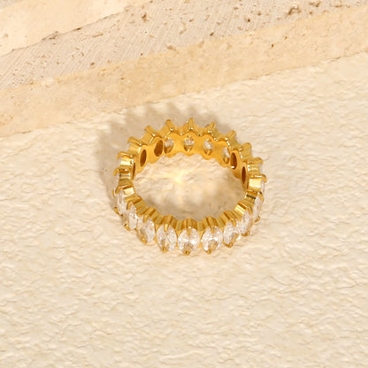 Marquise CZ Eternity Band Ring | Gold & Steel Color | Bulk Order MOQ 12