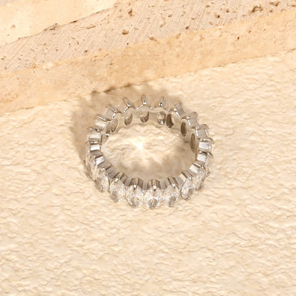 Marquise CZ Eternity Band Ring | Gold & Steel Color | Bulk Order MOQ 12