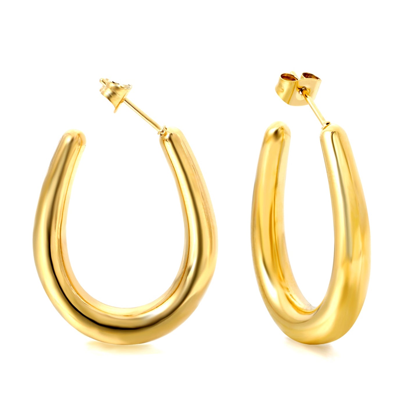 Hollow Golden U-shaped Earring 25.2*30mm