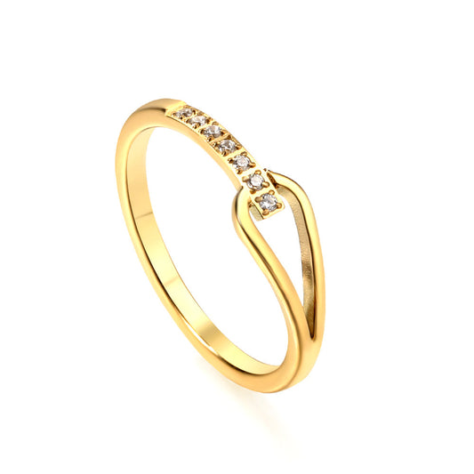 Geometric with diamonds water drop hollowing ring women's hundred finger ring