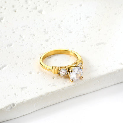Light luxury style casting set full diamond ring women High-grade stainless steel jewelry