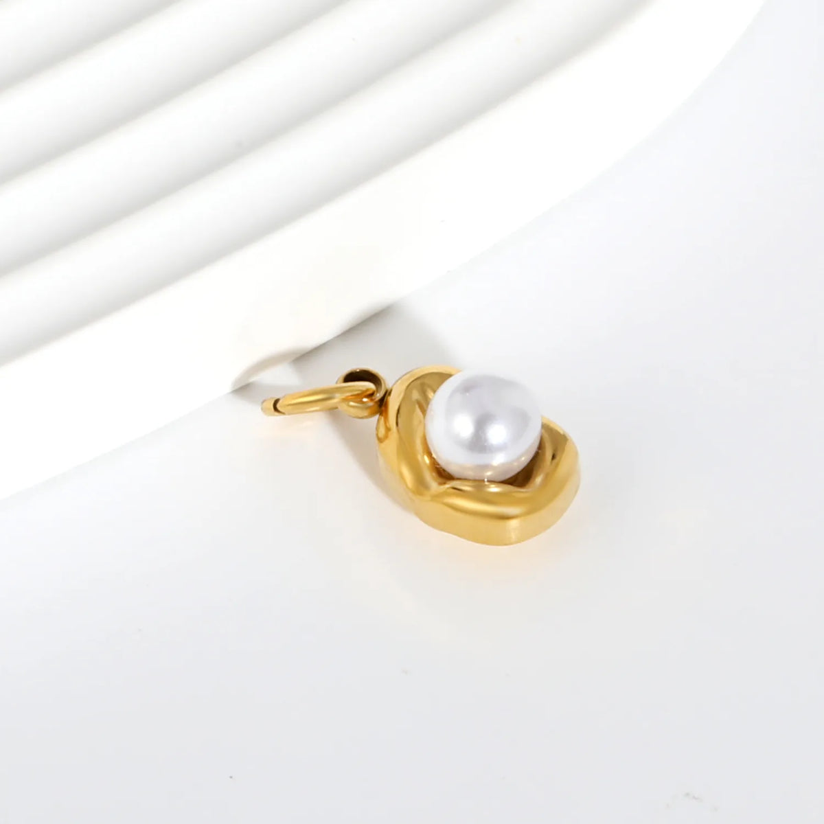 Organic Irregular Frame Pearl Charm 18K Gold Plated Stainless Steel Pendant