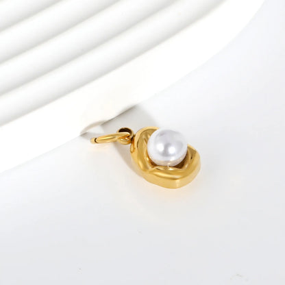 Organic Irregular Frame Pearl Charm 18K Gold Plated Stainless Steel Pendant