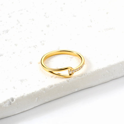 Geometric with diamonds water drop hollowing ring women's hundred finger ring