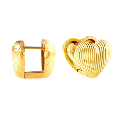 15.4*14mm Vertical Heart Earrings Gold Color