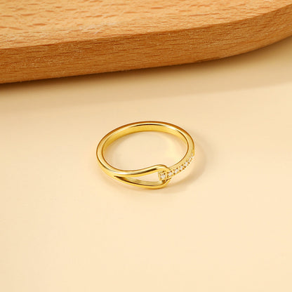 Geometric with diamonds water drop hollowing ring women's hundred finger ring