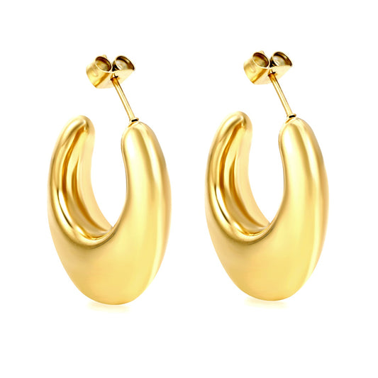 Hollow fat U-shaped earrings 22*25mm gold color