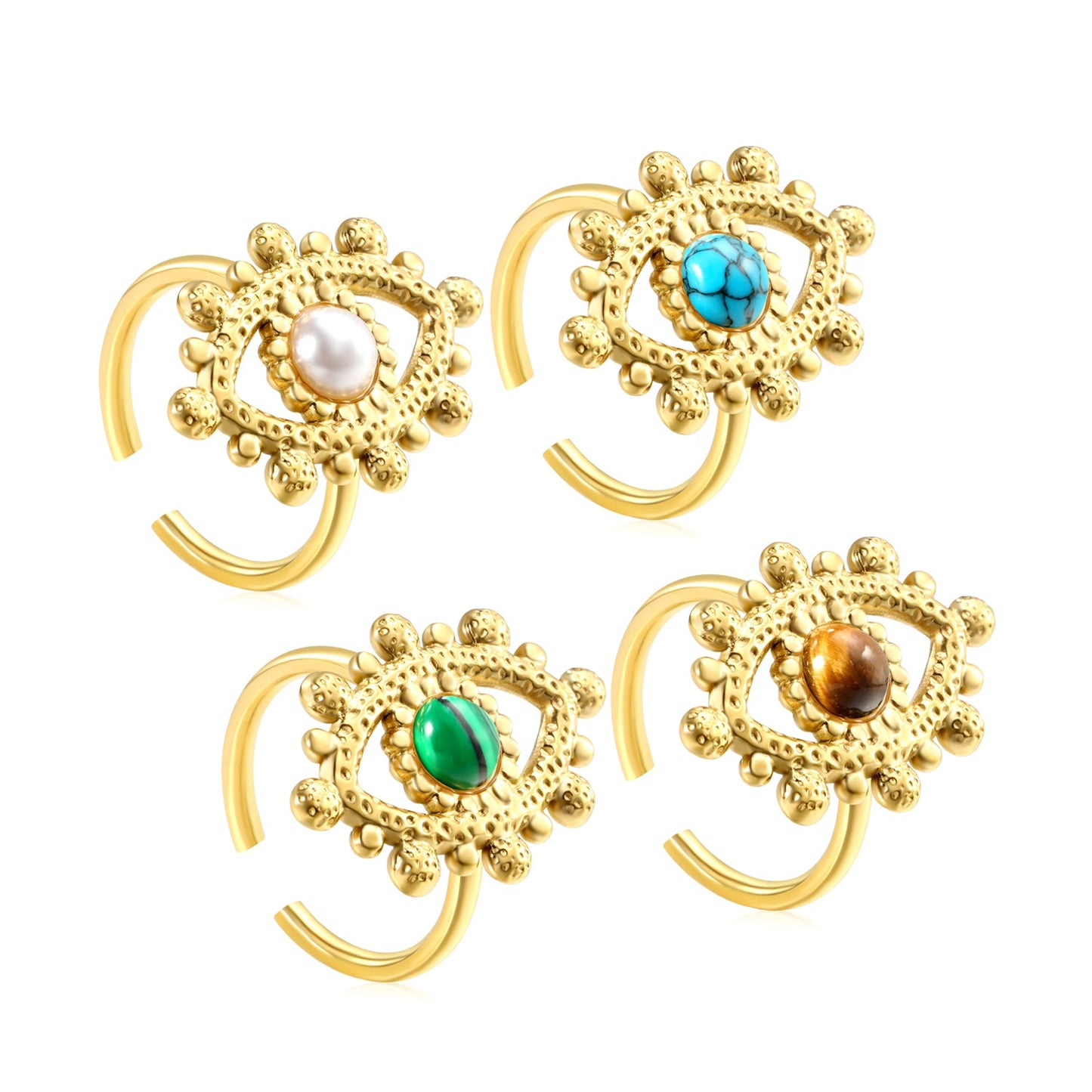 18.4*26.2mm Eye Split Ring Pearl/Turquoise/Malachite/ Golden 8