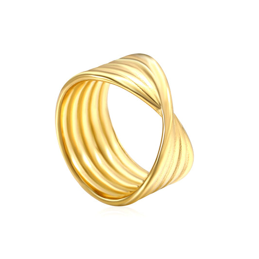 Stainless Steel Interwoven Gold Ring: Stylish Wholesale Jewelry for Elegant Adornment