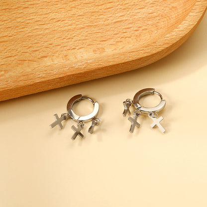 Circle earrings with 3 crosses