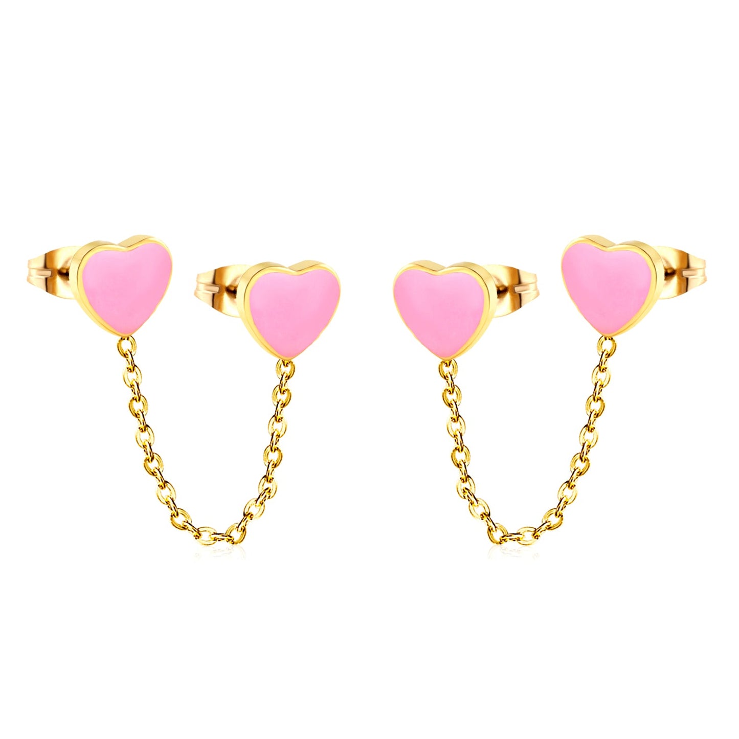 6.3*5.5mm heart shaped black/red/pink oil drops+03 cross chain 30mm accessories earrings gold color