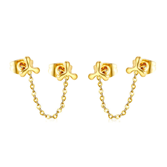 5.8mm Triangle Boomerang+03 Cross Chain 30mm Accessories Earrings Golden
