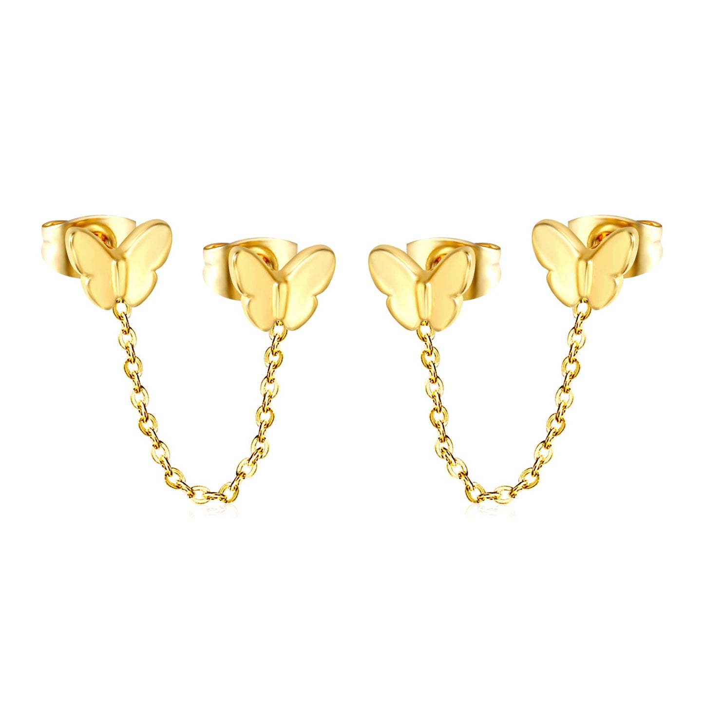 6.7*5.6mm Butterfly+03 Cross Chain 30mm Accessories Earrings Gold color