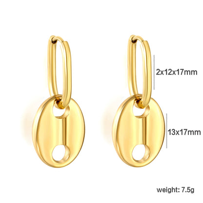 Wire 2*12*17mm oval earrings + 13*17mm pig nose fittings Earrings gold color