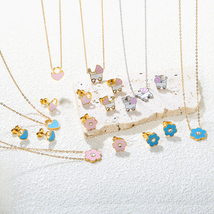 ✨🌸 18K Gold Cute patterns Jewelry Set Wholesale (MOQ 12+) | Stainless Steel Necklace & Earrings 🌍 | Hypoallergenic Luxury Gift Set