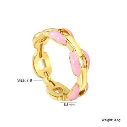 Height 6.5mm Ring-White/Purple/Pink/Blue Oil Drops Gold Color