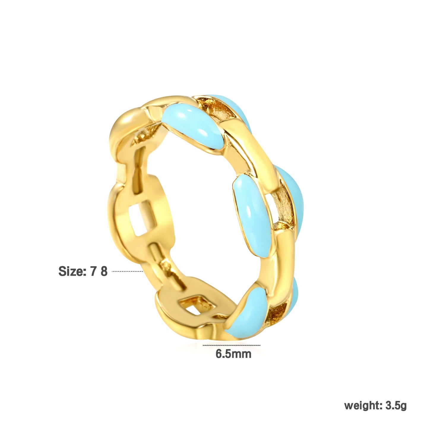 Height 6.5mm Ring-White/Purple/Pink/Blue Oil Drops Gold Color