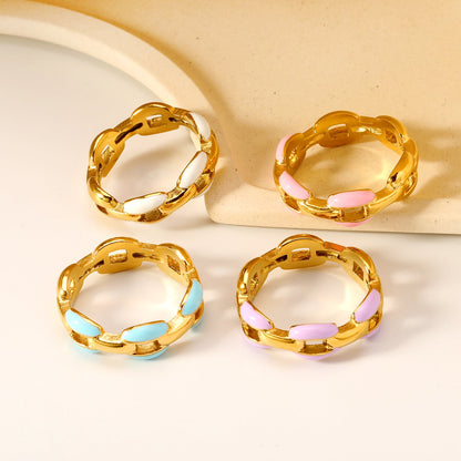 Height 6.5mm Ring-White/Purple/Pink/Blue Oil Drops Gold Color
