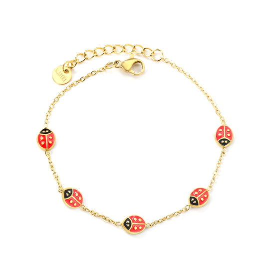 6*7mm Beetle Accessories 0.35 Cross Chain*18+3cm+6mm Round Plaque Bracelet Gold Color