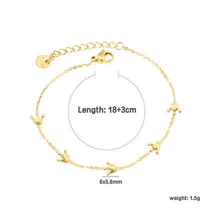 6*5.6mm Crown Accessories 0.3Cross Chain*18+3cm+6mm Round Plaque Bracelet Golden