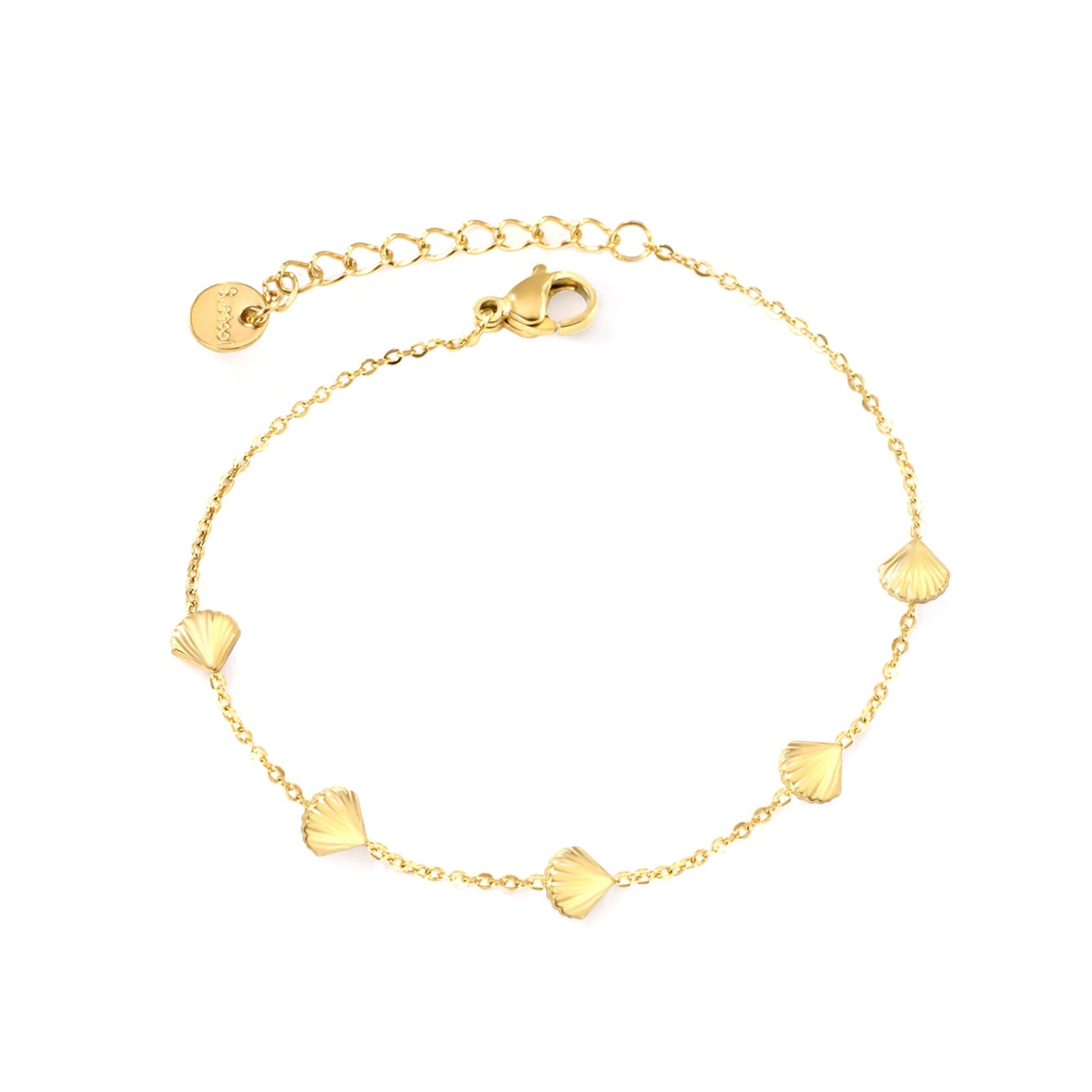 6*5.8mm shell accessories 0.3 cross chain *18+3cm+6mm round plate bracelet Gold