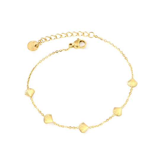 6*5.8mm shell accessories 0.3 cross chain *18+3cm+6mm round plate bracelet Gold