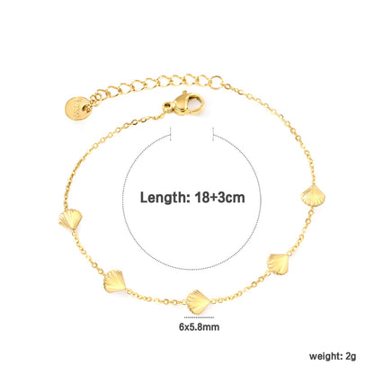 6*5.8mm shell accessories 0.3 cross chain *18+3cm+6mm round plate bracelet Gold