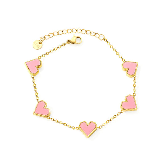 11.3*10.5mm heart shape sticky double-sided white shell/black/red/pink/green horizontal acrylic accessories 18+5cm+6mm round plaque Bracelet gold color