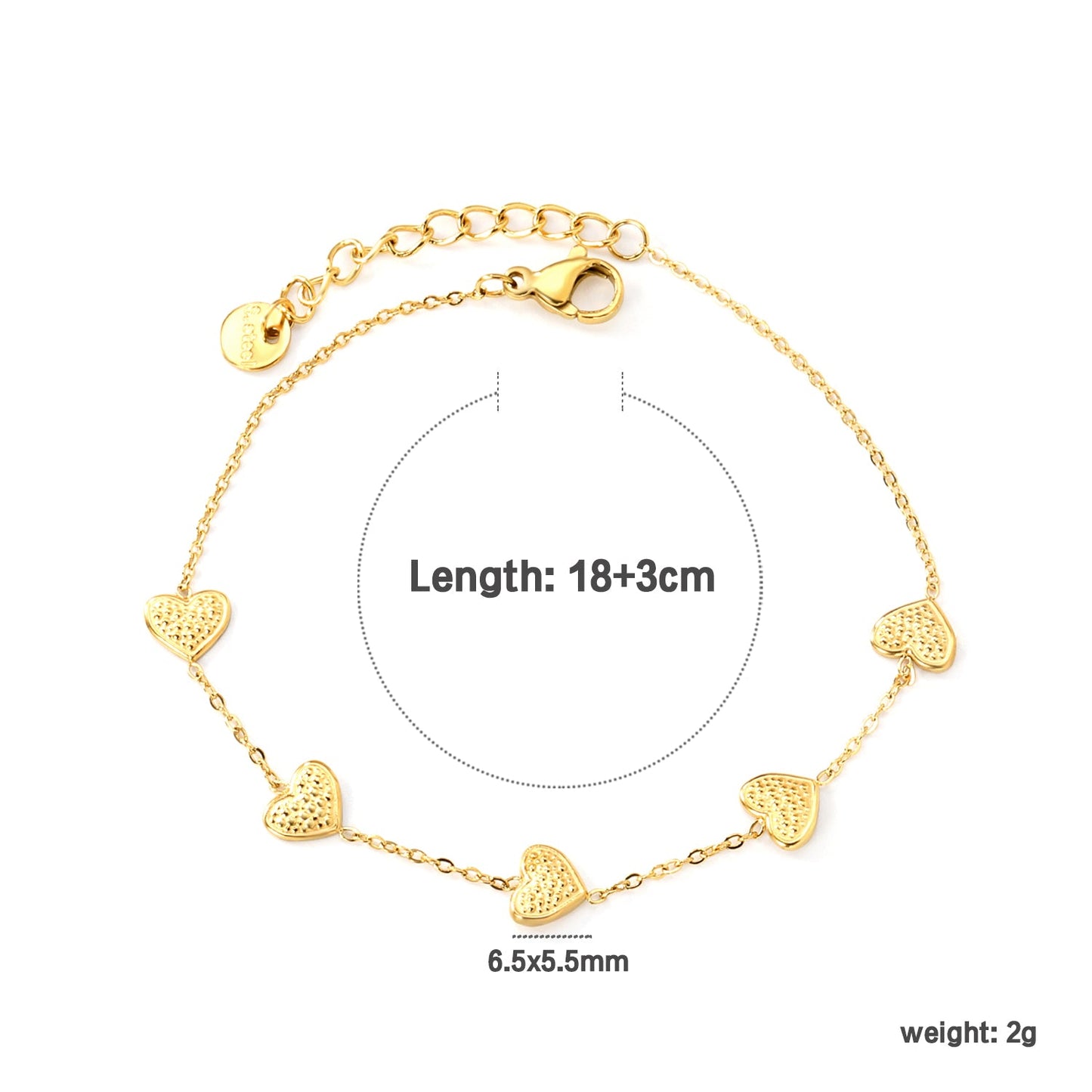 6.3*5.5mm heart-shaped black/purple/red/pink/dark blue oil-dripping accessories 0.3 cross chain *18+3cm+6mm round sign bracelet gold color