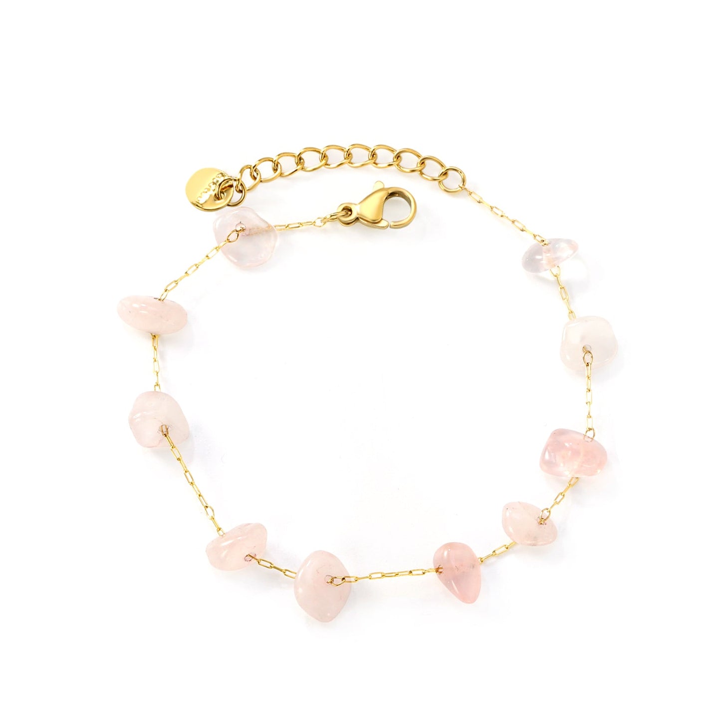 White Turquoise/ Amethyst/ Pink/ Sky Blue/ Turquoise/ Mixed Color Stone Accessories 0.3 Cross Chain*17+3cm+6mm Round Plaque Bracelet Golden