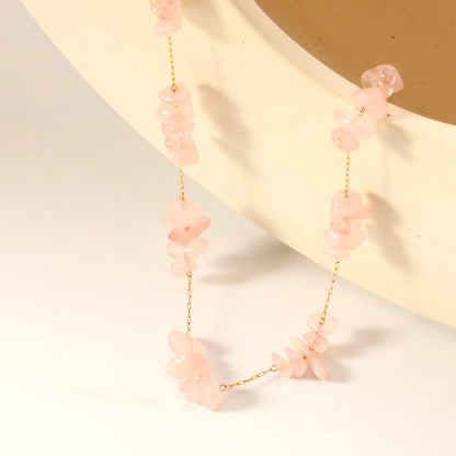 White/blue turquoise/purple/pink crystal/mixed color accessories 0.3 elongated chain *40+5cm+6mm round plate necklace gold color